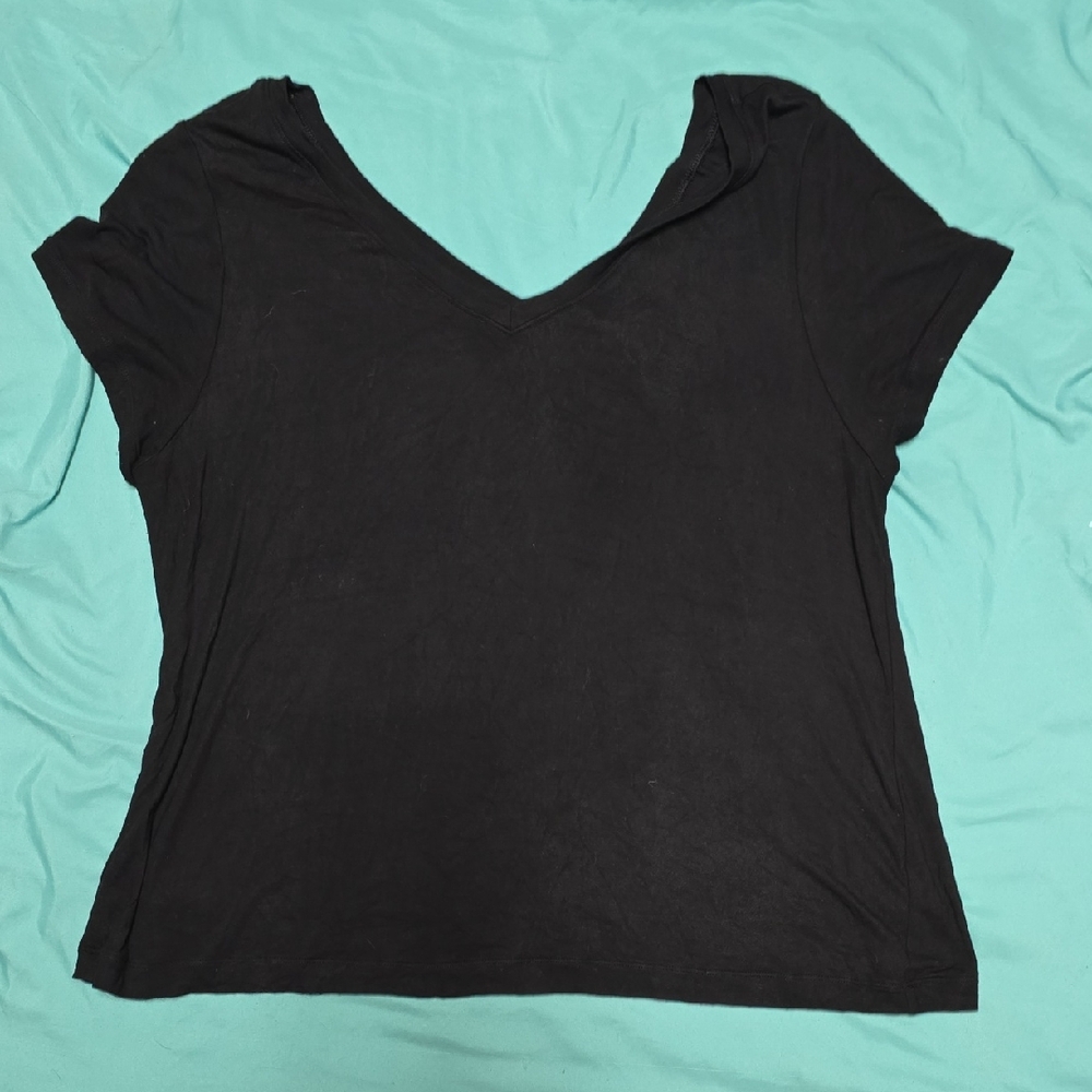 CAbi Black Double V-Neck Short Sleeve Tee